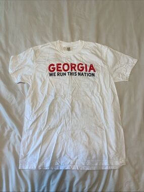 UGA/Braves Comfort Colors White Short-Sleeve Tee with Red Georgia Graphic